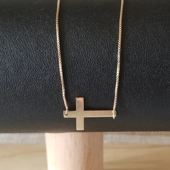 14K Gold & CZ Cross Necklace